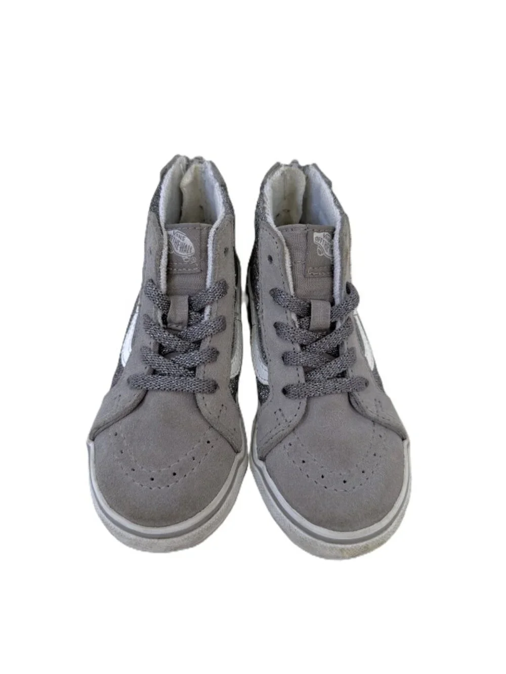 Vans Toddler Sk8-Hi Zip Gray Suede Glitter Sneakers Size 8